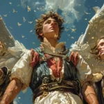 Carte de tarot L'Amoureux illustrant un jeune homme déchiré entre deux femmes, symbolisant le choix, l'amour, la beauté, l'union et les dilemmes moraux dans les lectures de tarot